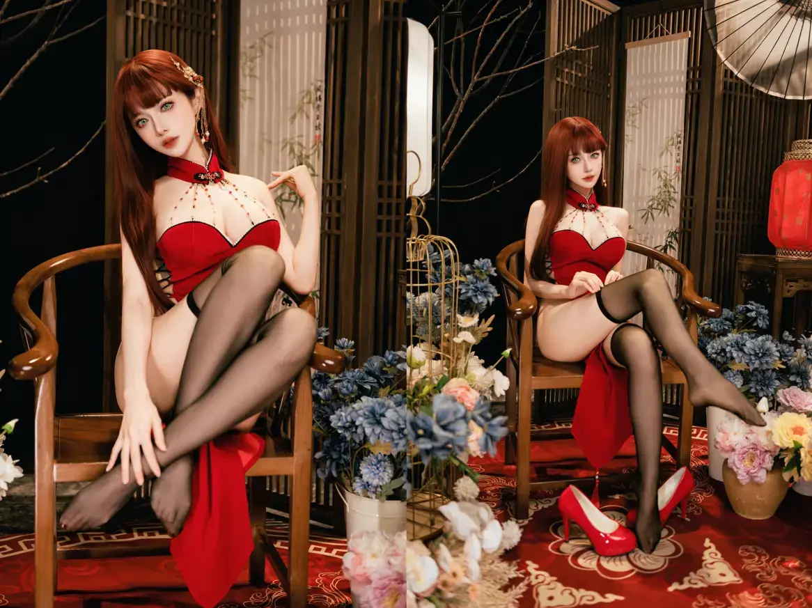 Shika小鹿鹿 – 1月新年红旗袍《大红》 [30P-314MB]